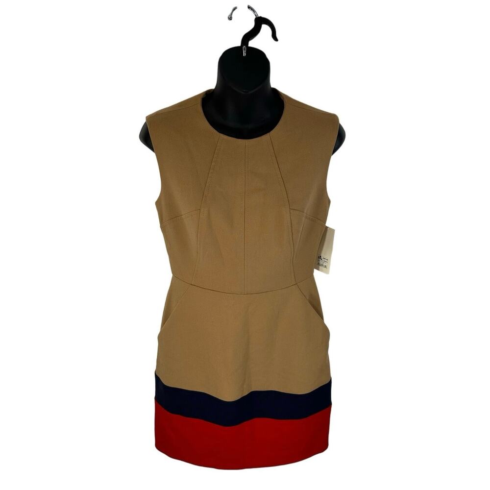 NEW Shoshanna Trina Sleeveless Tan Layered Sheath Dress With Pockets Size 2